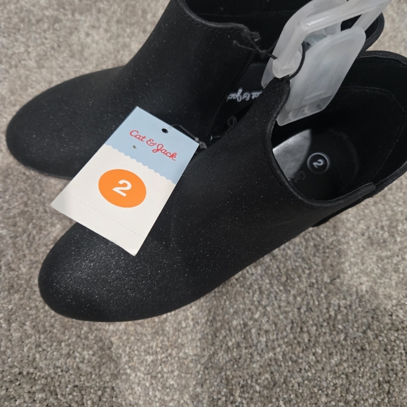 Cat & Jack Sparkly Black Ankle Booties - Picture 2 of 2